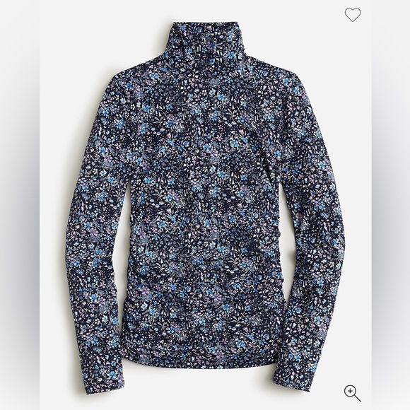J. Crew Ruched matte jersey turtleneck in Coventry floral size small - Picture 2 of 7